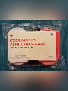 Women's Athletic Crew Socks - Pink & Black